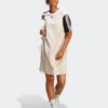 ADIDAS Kleid Für Den Alltag Essentials 3-Stripes Single Jersey Boyfriend Tee Dress IC1462 Beige Loose Fit