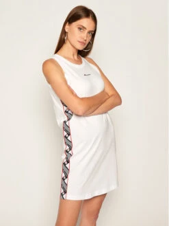 Champion Kleid Für Den Alltag Jacquard 112769 Weiß Regular Fit