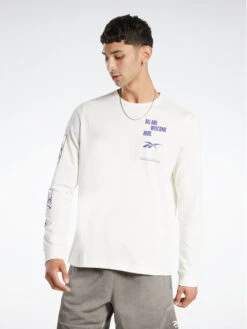 Reebok Longsleeve Basketball All Are Welcome Here HN5806 Weiß Relaxed Fit